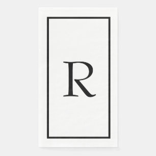Monograms Name Black White Wedding Bridal Shower Napkin