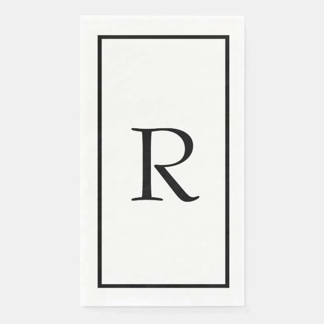 Monograms Name Black White Wedding Bridal Shower Napkin (Front)