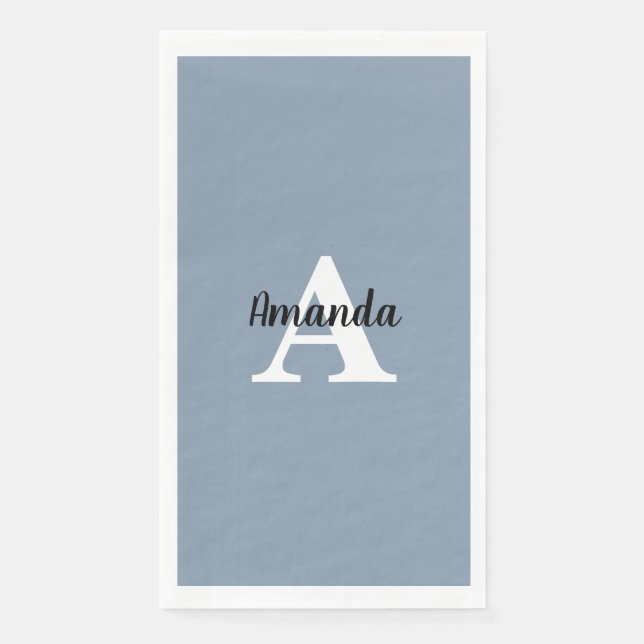 Monograms Name Dusty Blue Bridal Shower Birthday Napkin (Front)