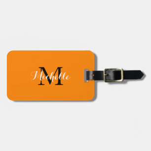 Monograms Name Orange Custom Gift Favour Cute Luggage Tag