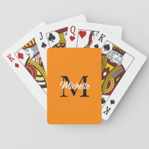 Monograms Name Orange Custom Name Gift Favour Playing Cards