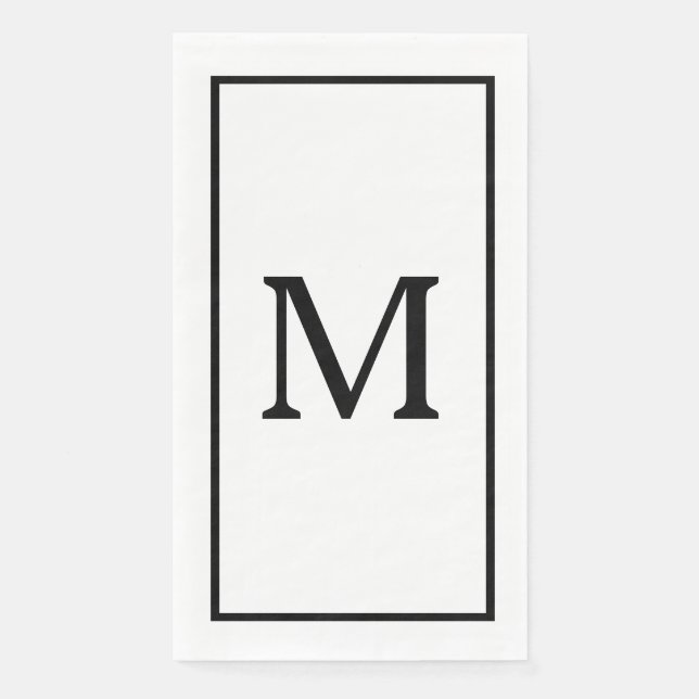 Monograms Name Wedding Bridal Shower Black White  Napkin (Front)