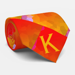 Monograms Orange Pink Funky Geometric Patterns  Tie