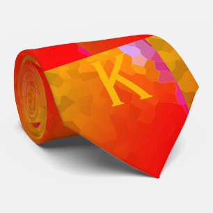 Monograms Orange Pink Funky Patterns Modern Trendy Tie