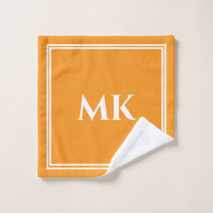 Monograms Orange Yellow White Name Stylish Decor Wash Cloth