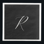 Monograms Retro Letter Black White Initial Wedding Napkin<br><div class="desc">Designed with text template for monogrammed initial which you can customise!</div>