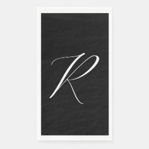 Monograms Retro Letter Black White Initial Wedding Napkin