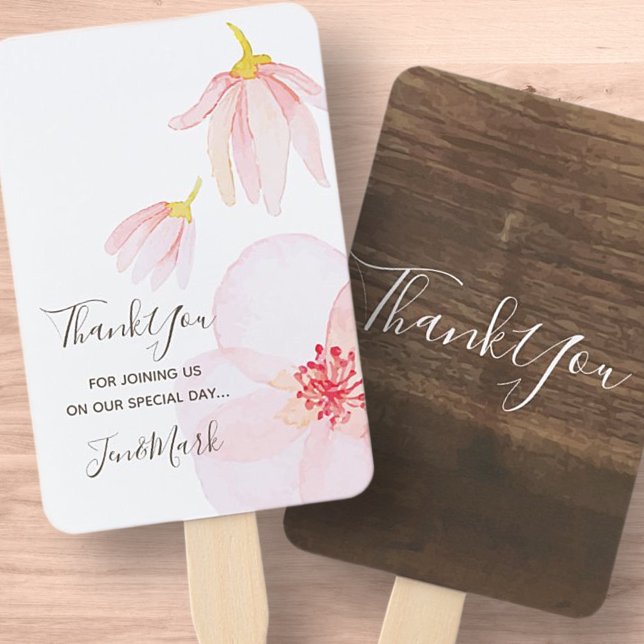 Monograms Watercolor Flowers. Spring Wedding Party Hand Fan (Creator Uploaded)