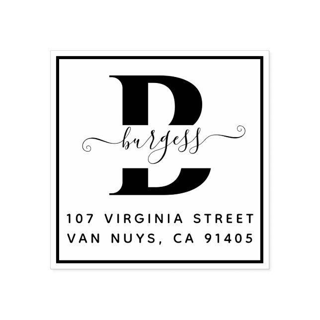 Monographic Simple Square Handwritten Rubber Stamp (Imprint)