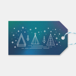 Monoline Christmas Trees  Gift Tags
