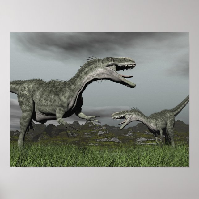 Monolophosaurus roaring - 3D render Poster (Front)