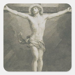 Monomatic Crucifixion Minimalist Art Square Sticker