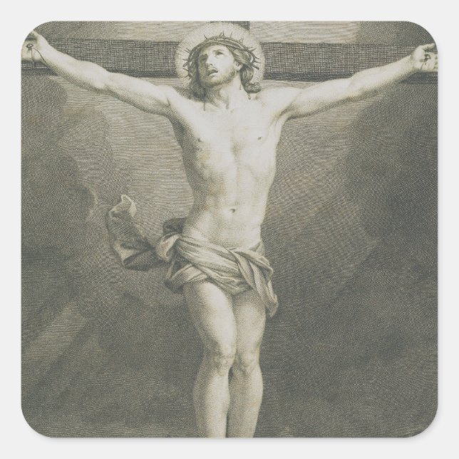 Monomatic Crucifixion Minimalist Art Square Sticker (Front)