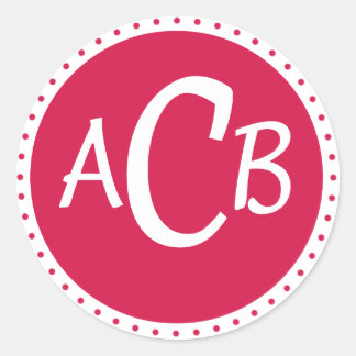 monongram circle - pink classic round sticker