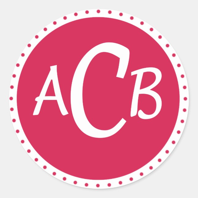monongram circle - pink classic round sticker (Front)