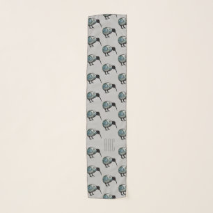 MONONGRAM NEW ZEALAND PAUA KIWI BIRD PATTERN GRAY SCARF