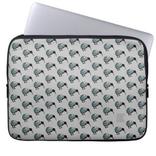 MONONGRAM NEW ZEALAND PAUA KIWI BIRD PATTERN GREY LAPTOP SLEEVE