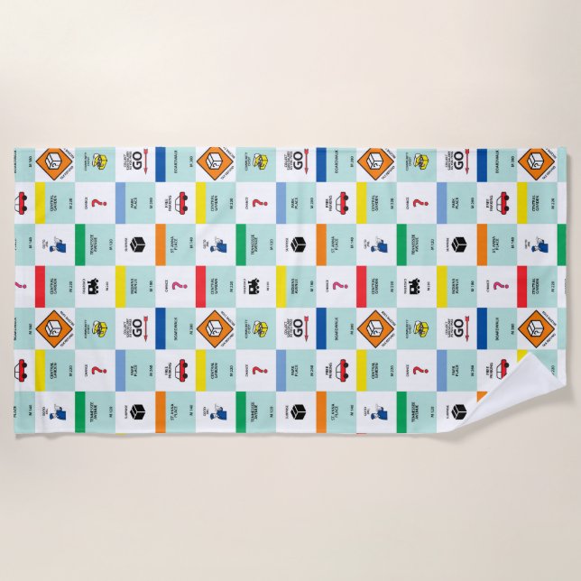 monopoly cardboard game night beach towel (Front)