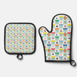 monopoly cardboard game night oven mitt & pot holder set