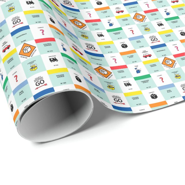 monopoly cardboard game night wrapping paper (Roll Corner)