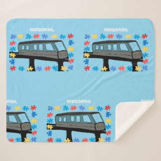 Monorail train car coaster autism puzzle  sherpa blanket