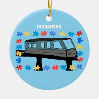 Monorail train neurodiverse autism puzzle  ceramic tree decoration