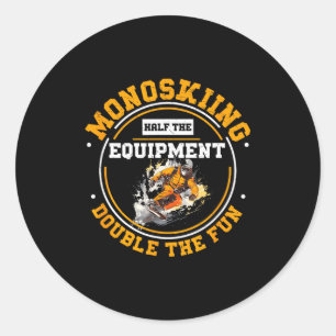 Monoskiing half equipment double the funny monoski classic round sticker