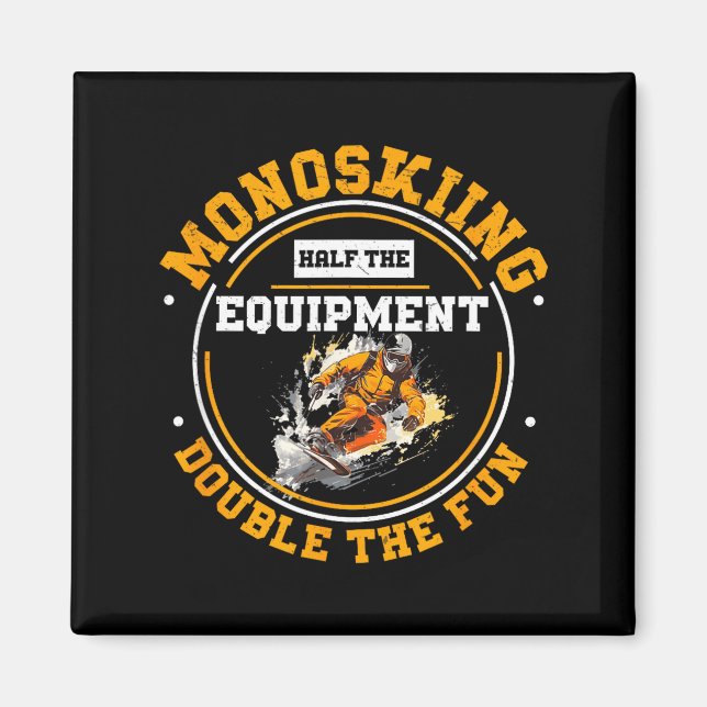 Monoskiing half equipment double the funny monoski magnet (Front)