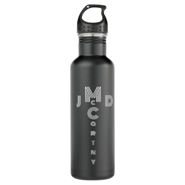 Monoton Name Stainless Steel Black Water Bottle (Front)