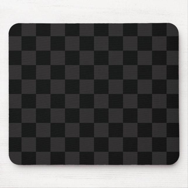 Monotone Black and Dark Grey Chequered Pattern Mouse Mat (Front)