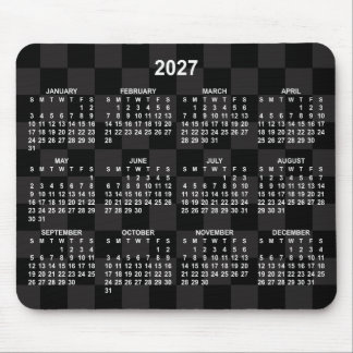 Monotone Black Chequerboard 2027 Calendar Mouse Mat