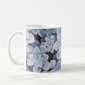 Monotone Blue Succulent Mug