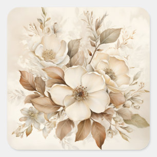 Monotone Brown Roses Wedding Square Sticker