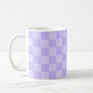 Monotone Lavender Chequered Pattern Coffee Mug