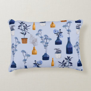 Monotone of modern flowers and vase ,pot with bot decorative cushion