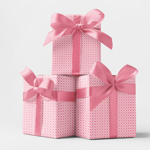 Monotone Pink Small Gingham Check Wrapping Paper