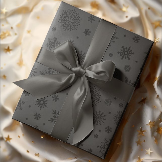 Monotone Winter Snowflake Charcoal Wrapping Paper (Creator Uploaded)
