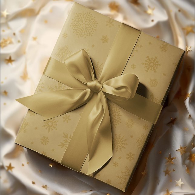 Monotone Winter Snowflake Gold Wrapping Paper (Creator Uploaded)
