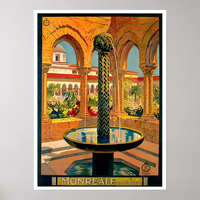 Monreale Palermo Sicily Italy Travel Art Poster (Front)