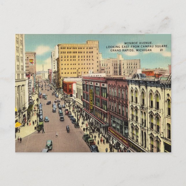 Monroe Avenue, Grand Rapids, Michigan Postcard (Front)