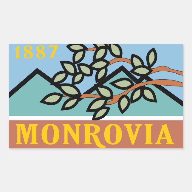 Monrovia city flag rectangular sticker (Front)