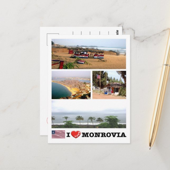 Monrovia - Liberia - I Love - Postcard (Front/Back In Situ)