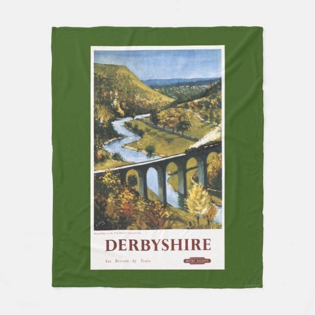 Monsal Dale, Train and Viaduct British Rail Fleece Blanket (Front)