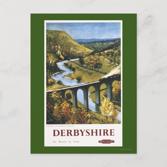 Monsal Dale, Train and Viaduct British Rail Postcard (Front)