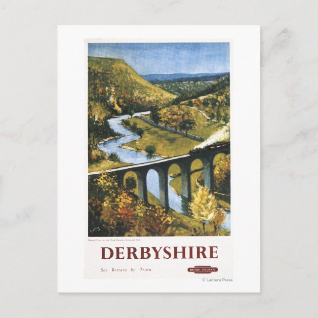 Monsal Dale, Train and Viaduct British Rail Postcard (Front)