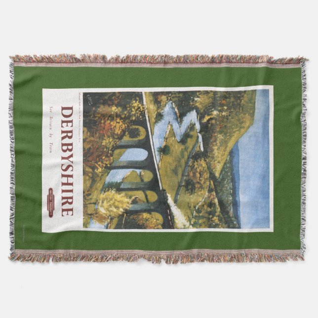 Monsal Dale, Train and Viaduct British Rail Throw Blanket (Front)