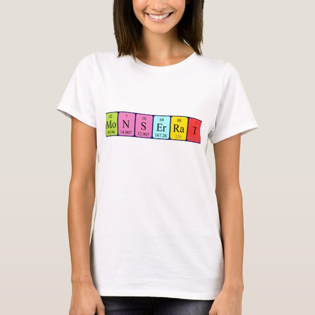 Monserrat periodic table name shirt (Front)