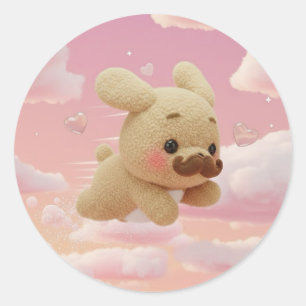Monsieur Dog: Personalized Japanese Yumekawa Kanji Classic Round Sticker