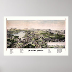 Monson, ME Panoramic Map - 1889 Poster