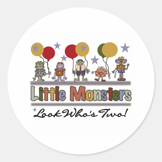 Monster 2nd Birthday Classic Round Sticker (Front)